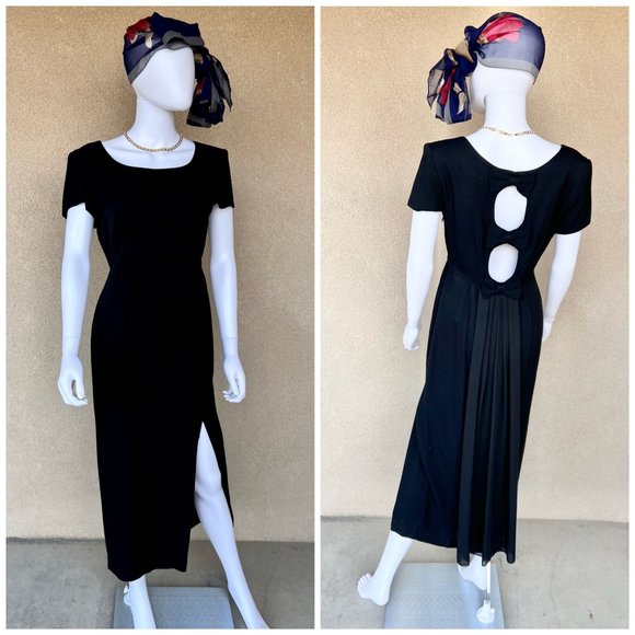 Vintage Dresses & Skirts - Vintage 90s Dark Academia Keyhole Back Maxi Dress